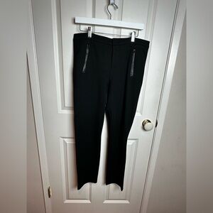 Vince Women's Black Dress Pants with Zipper leather Detail